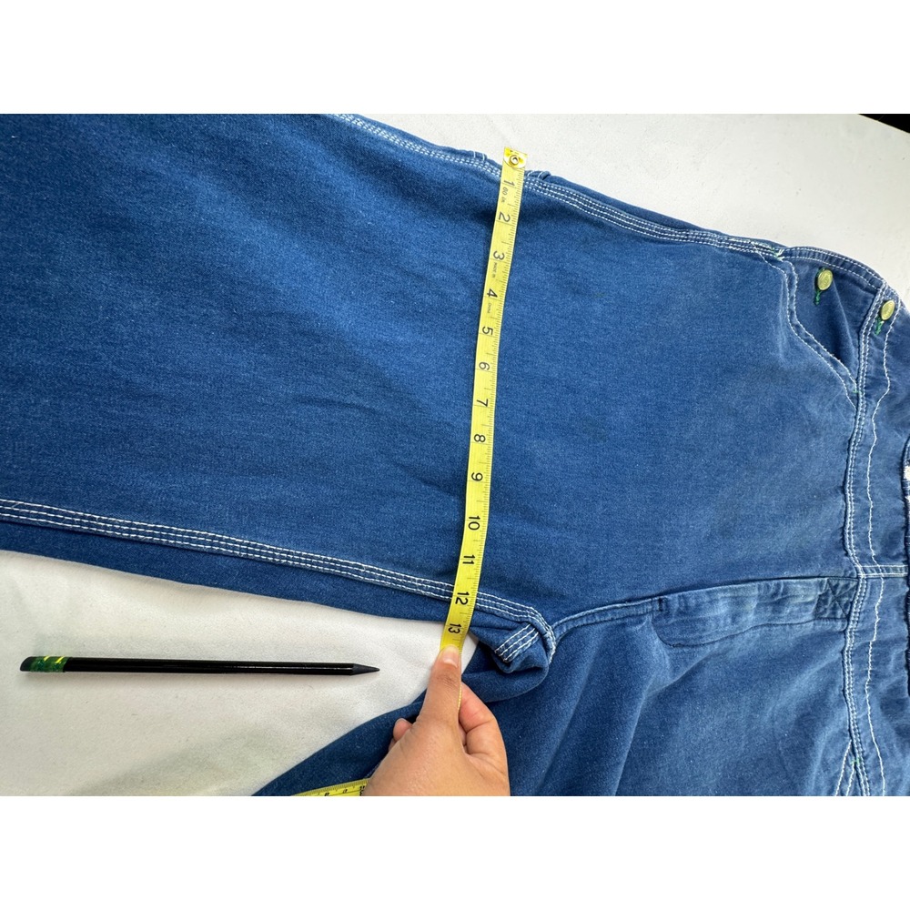 Liberty Overalls Vintage Denim Floral Embroidery Lace Trim Carpenter Blue L/XL - Picture 8 of 16